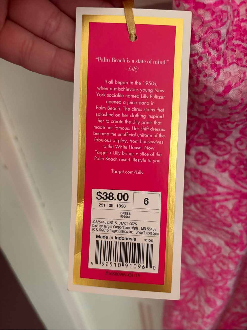 Lilly Pulitzer Target hot pink shift dress. NWT from 2015 collection. Size 6. - Picture 6 of 6